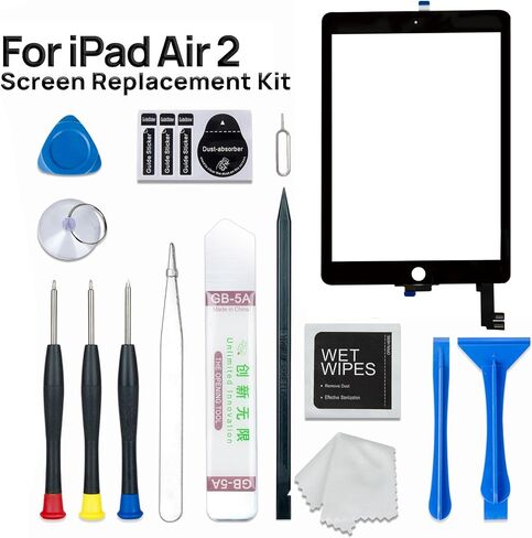 Screen Replacement Digitizer for iPad Air 2 2nd Generation, Touch Glass Compatible with iPad Air 2 A1566 A1567 9.7", Tool Set in Kuwait