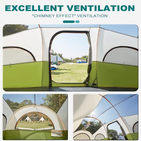 GoHimal 8 Person Tent for Camping, Waterproof Windproof Family Tent with Rainfly, Divided Curtain Design for Privacy Space, Portable with Carry Bag in Saudi Arabia