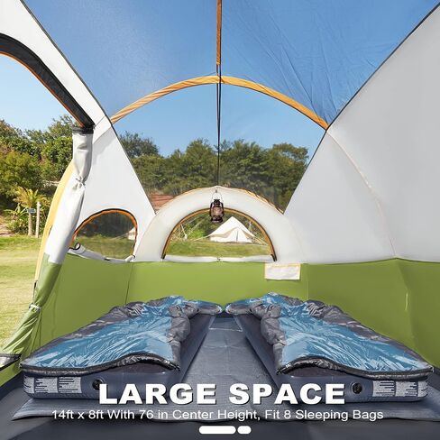 GoHimal 8 Person Tent for Camping, Waterproof Windproof Family Tent with Rainfly, Divided Curtain Design for Privacy Space, Portable with Carry Bag in Saudi Arabia