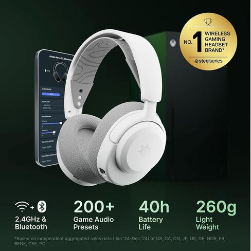 SteelSeries Arctis Nova 3X Wireless Multi-Platform Gaming Headset — Mobile App Control — 40 HR Battery — Neodymium Magnetic Drivers — 2.4GHz/Bluetooth — Xbox, PS, PC, Switch, Mobile — White (RENEWED) in Kuwait