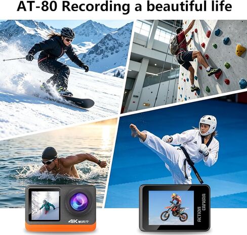كاميرا أكشن بدقة 4K مع شاشتين وWiFi وEIS وحقيبة مقاومة للماء in Kuwait