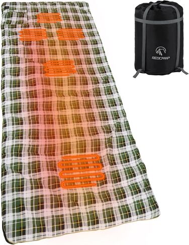 REDCAMP 77"x30" Heated Sleeping Bag Pad Liner, 5 Heating Zones, 3 Adjustable Heat Settings, Multi USB Power Supported Camping Heating Pad, Portable for Backpacking Hiking in Saudi Arabia