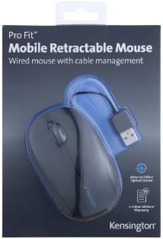 Kensington Retractable Mobile Mouse-Retractable Mobile Mouse, 2-1/2"x4 x1-1/2, Black in Kuwait