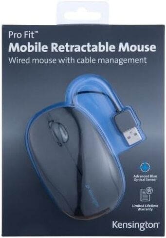 Kensington Retractable Mobile Mouse-Retractable Mobile Mouse, 2-1/2"x4 x1-1/2, Black in Kuwait