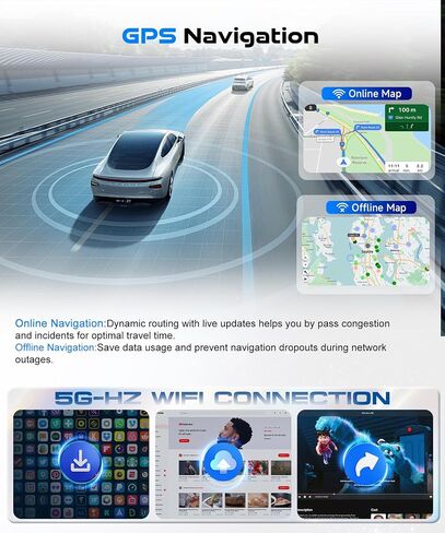 [Android 15/4G+64G] 5Ghz-WiFi Car Radio Stereo for Honda CRV 2007-2011 with Wireless CarPlay/Android Auto, 9 inch IPS Touchscreen GPS Head Unit Bluetooth5.0 SWC DSP Audio Mic HD Rear Camera in Kuwait