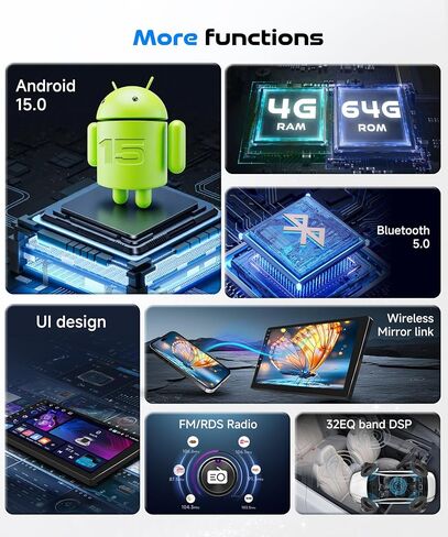 [Android 15/4G+64G] 5Ghz-WiFi Car Radio Stereo for Honda CRV 2007-2011 with Wireless CarPlay/Android Auto, 9 inch IPS Touchscreen GPS Head Unit Bluetooth5.0 SWC DSP Audio Mic HD Rear Camera in Kuwait