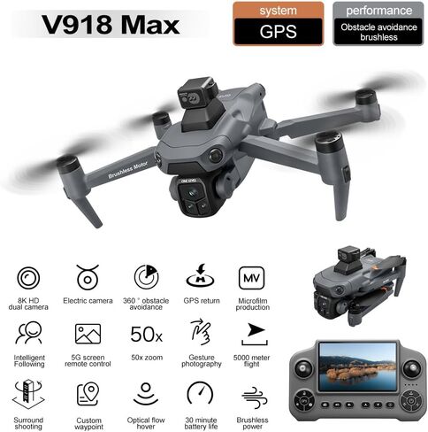 V918 GPS Drone with 8K Camera for Adults, RC Drones with 5 inch HD Screen in Saudi Arabia
