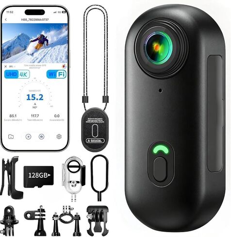 2K Mini Body Camera Wearable Action Body Cam,Sports Action Camera Thumb POV Cam Hands-Free Recording Skiing Camera, Premium Portable Camcorder Mount Anywhere for Work,Travel,Fishing (Deep Black,63,GB) in Saudi Arabia