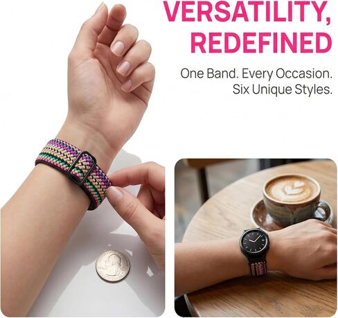 6-PACK Nylon Band for Spade & Co Health Smartwatch 4, Lightweight Breathable Adjustable Replacement Strap Wristband Women in Saudi Arabia