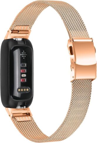 حزام ساعة، حزام متوافق مع Fitbit Inspire 3، عصابات ساعة شبكية معدنية من الفولاذ المقاوم للصدأ قابلة للتعديل، سوار معصم مغناطيسي بديل لـ Fitbit Inspire 3 للنساء والرجال، معدن in Kuwait