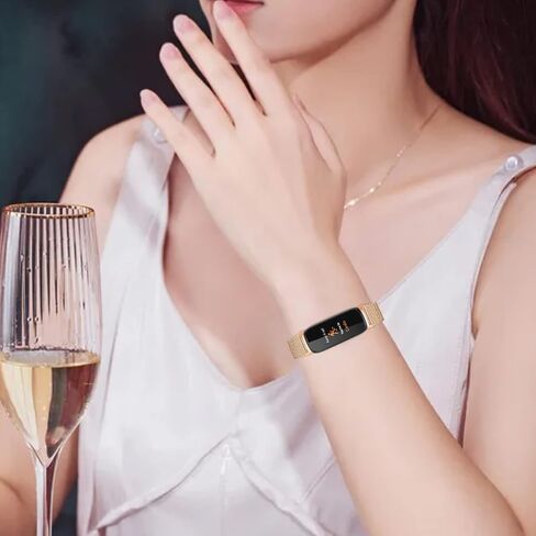 حزام ساعة، حزام متوافق مع Fitbit Inspire 3، عصابات ساعة شبكية معدنية من الفولاذ المقاوم للصدأ قابلة للتعديل، سوار معصم مغناطيسي بديل لـ Fitbit Inspire 3 للنساء والرجال، معدن in Kuwait