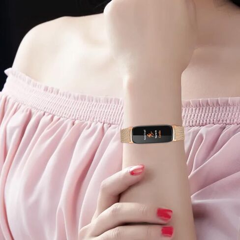حزام ساعة، حزام متوافق مع Fitbit Inspire 3، عصابات ساعة شبكية معدنية من الفولاذ المقاوم للصدأ قابلة للتعديل، سوار معصم مغناطيسي بديل لـ Fitbit Inspire 3 للنساء والرجال، معدن in Kuwait
