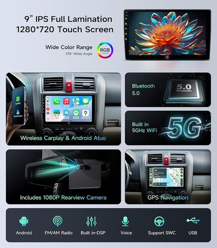 Car Radio Stereo for Honda CR-V 06-11, Wireless CarPlay & Android Auto in Kuwait