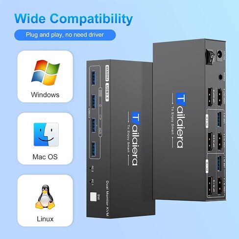 HDMI Displayport KVM Switch 2 Monitors 2 Computers 8K@60Hz/4K144Hz in Kuwait