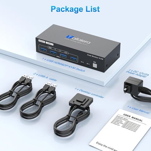 HDMI Displayport KVM Switch 2 Monitors 2 Computers 8K@60Hz/4K144Hz in Kuwait