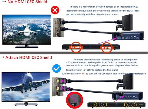 محول HDMI CEC Blocker، 4K60 هرتز/18 جيجابت في الثانية، يدعم الصناديق العلوية، Apple TV، PS4، Xbox، مشغلات Blu-ray. محول HDMI Blocker in Kuwait