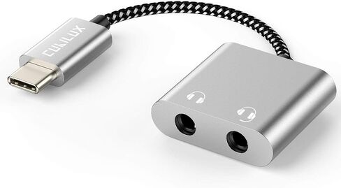 Cubilux USB C Double Headphone Splitter, Type C to Dual 3.5mm Jacks Audio Sharing Adapter Compatible with iPhone 17/16/15, iPhone 17/16/15 Pro Max, iPad Pro 13/12.9/11, iPad Air 13/11 and More in Kuwait