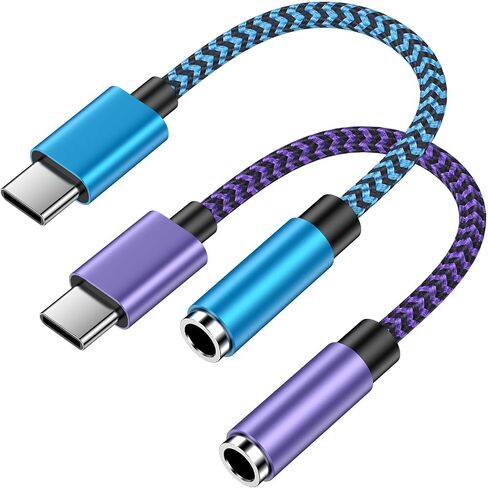 [2-Pack] USB C to 3.5mm Aux Adapter for Samsung Galaxy A17/A16/A56, DAC in Kuwait