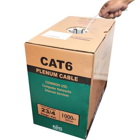 550MHz CAT6 Plenum Cable 1000ft, 100% Pure Bare Copper, PoE++, DSX-8000 Certified 23AWG 4Pair, Solid Network Cable Unshielded Twisted Pair (UTP) in Saudi Arabia