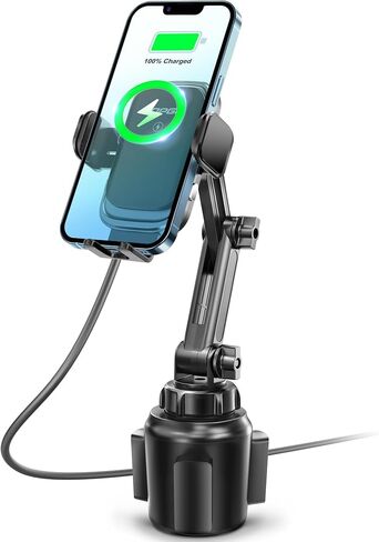 [Upgraded] TOPGO Cup Phone Mount Wireless Charger,Universal Cell Phone Holder Car Charger Wireless-Charger-Cup-Phone-Holder Fast Charging for iPhone16/16 Pro/16 Pro Max, Samsung Galaxy - Black in Saudi Arabia