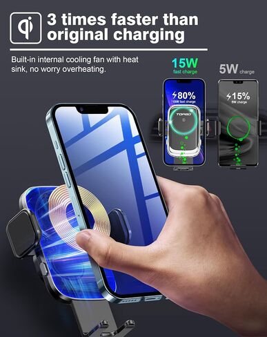 [Upgraded] TOPGO Cup Phone Mount Wireless Charger,Universal Cell Phone Holder Car Charger Wireless-Charger-Cup-Phone-Holder Fast Charging for iPhone16/16 Pro/16 Pro Max, Samsung Galaxy - Black in Saudi Arabia