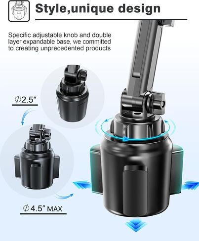 [Upgraded] TOPGO Cup Phone Mount Wireless Charger,Universal Cell Phone Holder Car Charger Wireless-Charger-Cup-Phone-Holder Fast Charging for iPhone16/16 Pro/16 Pro Max, Samsung Galaxy - Black in Saudi Arabia