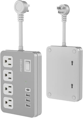 Wall Extension Outlets, 4-AC-Outlet and 4 USB Outlets(1 USB-A) Square Wall Plug with USB Ports, Small Power Strip Short Extension Cord for Home Office CruiseTravel Dorm Room Essentials, White in Saudi Arabia