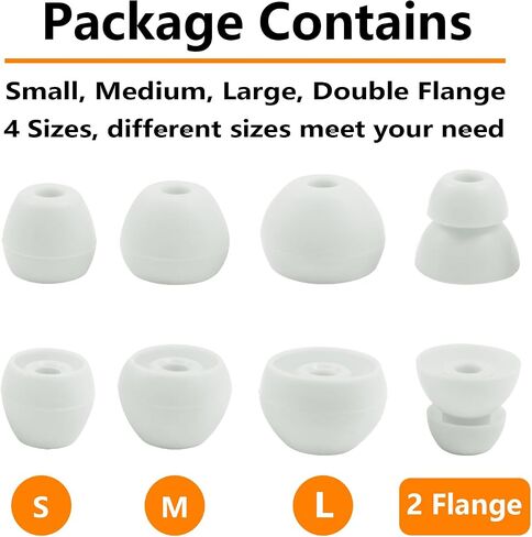 Replacement Eartips Compatible with Beats Flex, 4 Pairs Replacement Earbuds Silicone Ear Tips for Beats Flex Wireless Earbuds Eargels Set - Small, Medium, Large and Double Flange (Gray) in Saudi Arabia