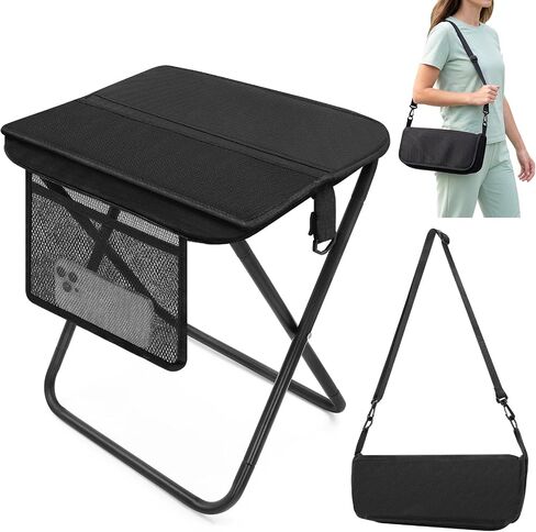 Portable Folding Camp Stool with Side Pocket, Lightweight Foldable Camping Stool for Adults, Backpacking Travel Fishing Stool Chair, Compact Folding Seat with Storage Bag in Saudi Arabia