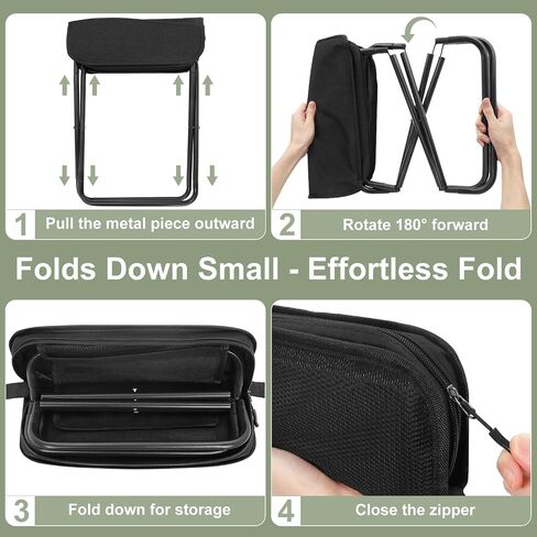 Portable Folding Camp Stool with Side Pocket, Lightweight Foldable Camping Stool for Adults, Backpacking Travel Fishing Stool Chair, Compact Folding Seat with Storage Bag in Saudi Arabia