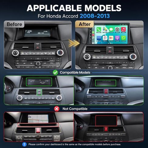 [8-core+128G] Car Radio for Honda Accord 2008 2009 2010 2011 2012, 10.1' QLED Touch Screen Support Wireless CarPlay & Android Auto, Bluetooth 5.2, GPS & WiFi, Backup Camera Car Stereo, Android 15 in Kuwait