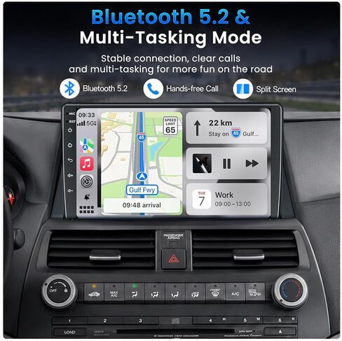 [8-core+128G] Car Radio for Honda Accord 2008 2009 2010 2011 2012, 10.1' QLED Touch Screen Support Wireless CarPlay & Android Auto, Bluetooth 5.2, GPS & WiFi, Backup Camera Car Stereo, Android 15 in Kuwait