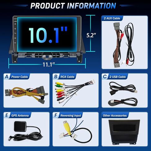 [8-core+128G] Car Radio for Honda Accord 2008 2009 2010 2011 2012, 10.1' QLED Touch Screen Support Wireless CarPlay & Android Auto, Bluetooth 5.2, GPS & WiFi, Backup Camera Car Stereo, Android 15 in Kuwait