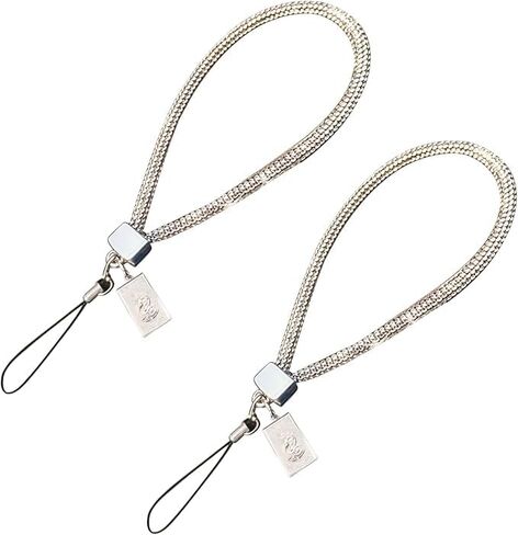 2Pcs Silver Short Crystal Phone Lanyard Full Diamond Pendant Wrist Strap Bling Wristlet Keychain Strap for Women Wallet Wallet Bag Credit Card Holder,Cell Phone Lanyards and Wrist Straps in Kuwait