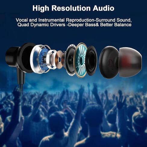 Jelanry Wired Earbuds 3.5mm Headphones with Mic Elbow Magnetic in-Ear Audio in Kuwait