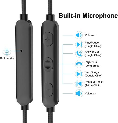 Jelanry Wired Earbuds 3.5mm Headphones with Mic Elbow Magnetic in-Ear Audio in Kuwait
