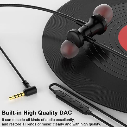 Jelanry Wired Earbuds 3.5mm Headphones with Mic Elbow Magnetic in-Ear Audio in Kuwait