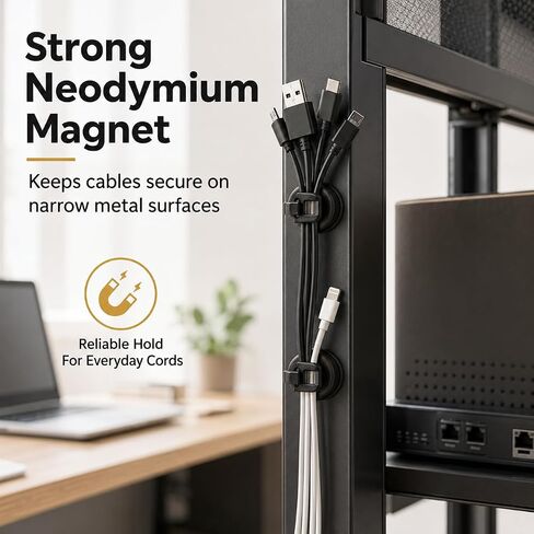 Magnetic Zip Tie Mounts 22mm, 50 Pack Cable Tie Mount Bases with 200 Zip Ties, Heavy Duty Cable Clips for Wire Management, Magnet Cord Holder Organizer for Desk, PC, Home Office in Saudi Arabia
