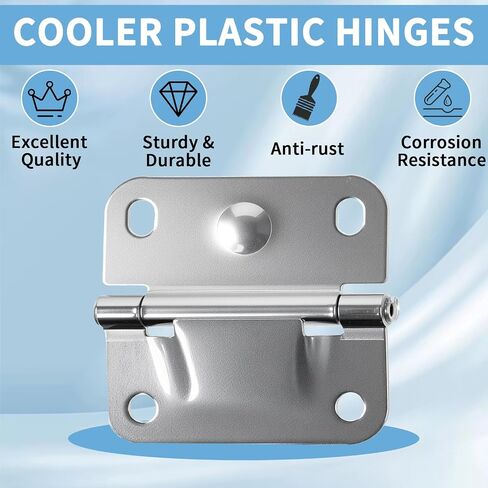 2 Pack Cooler Stainless Steel Hinge Replacement, Cooler Hinges with Screws, Camping Coolers Accessories, Compatible with Coleman Ice Chest Coolers Replacement 5235 5250 5286b 6262 6270 in Saudi Arabia