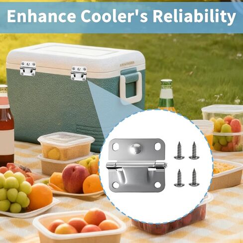 2 Pack Cooler Stainless Steel Hinge Replacement, Cooler Hinges with Screws, Camping Coolers Accessories, Compatible with Coleman Ice Chest Coolers Replacement 5235 5250 5286b 6262 6270 in Saudi Arabia