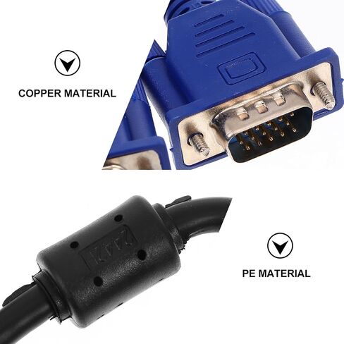 BESPORTBLE 2 Pack Vga to Vga Cable for Monitor and Laptop Copper Black Blue in Kuwait