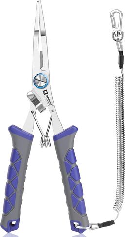 Booms Fishing Pliers Stainless Steel: 6.5" Split Ring Pliers - Braided Line Cutter & Scissors with Lanyard - Fish Hook Remover Tool for Saltwater and Freshwater - Fishing Tools for Angler, XW13 in Kuwait