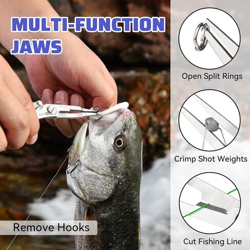 Booms Fishing Pliers Stainless Steel: 6.5" Split Ring Pliers - Braided Line Cutter & Scissors with Lanyard - Fish Hook Remover Tool for Saltwater and Freshwater - Fishing Tools for Angler, XW13 in Kuwait