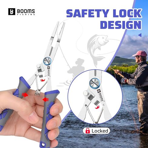 Booms Fishing Pliers Stainless Steel: 6.5" Split Ring Pliers - Braided Line Cutter & Scissors with Lanyard - Fish Hook Remover Tool for Saltwater and Freshwater - Fishing Tools for Angler, XW13 in Kuwait