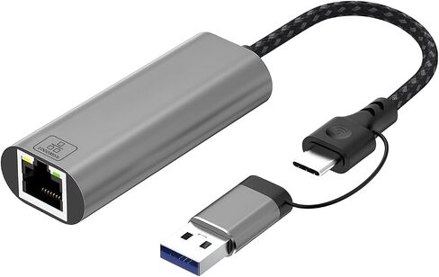 منفذ USB مزدوج من الألومنيوم ومنفذ USB C إلى RJ45 Ethernet بسرعة 2500 ميجابت في الثانية in Kuwait