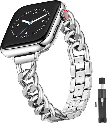 Filoto Dressy Bracelet for Apple Watch Bands 38/40/41/42/44/45/46/49mm Women, Stainless Steel Metal Strap Silm Thin Fancy Fashion Compatible with iWatch Series 11/10/9/8/7/6/5/4/3/2/1/SE Ultra Womens in Saudi Arabia