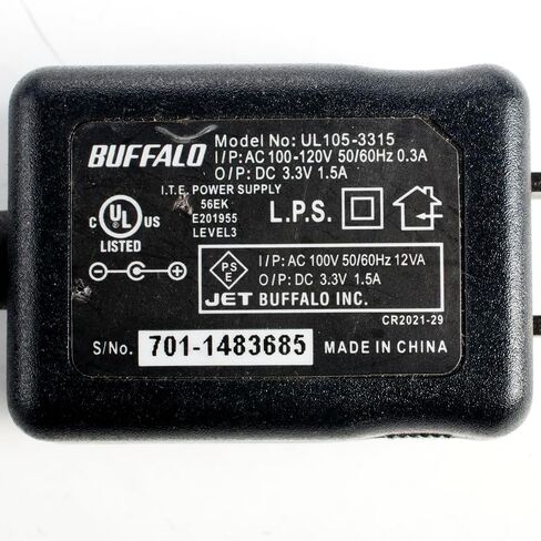 Buffalo Power Supply DC 3.3V 1.5A 5W Plug Type A: (ID 2.1mm | OD 5.5mm). for Led Lights Strips, BreadBoards, Toys, Blink Camera and Alarm Clocks in Kuwait
