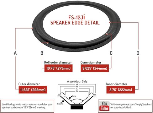 Standard 12 Inch Foam Speaker Repair Kit, FSK-12Ji (Pair) in Saudi Arabia