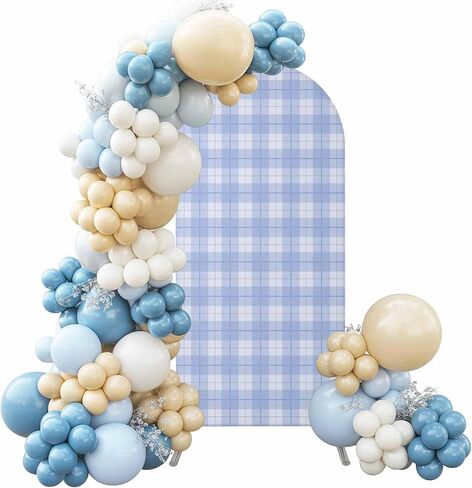 Wedding Arch Cover 5 FT, Yellow Orange Gingham Stretch Chiara Backdrop Cover for Round Top Arch Stand, Farmhouse Buffalo Plaid Checkered Reusable Party Decoration for Wedding Baby Shower Birthday in Kuwait