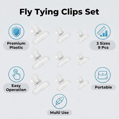 6 Pcs Fly Tying Hackle Clamp Feather Pliers Kit, Portable Fly Tying Tools Feather Fixing Clips for Fishing Lure Making Accessories in Kuwait